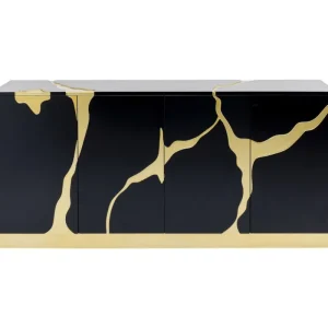 KARE Design Aparador Cracked Preto Dourado 165x80cm Fashion