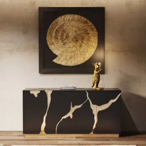 KARE Design Aparador Cracked Preto Dourado 165x80cm Fashion