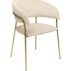 KARE Design Cadeira de braços Belle em Veludo creme (Conjunto de 2) New