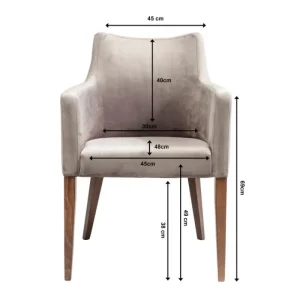 KARE Design Cadeira de braços Mode em veludo Cinzento Hot