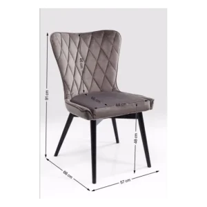 KARE Design Cadeira Marshall em veludo Cinzento New
