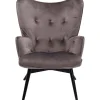 KARE Design Cadeirão Preto Vicky em veludo Cinzento Best
