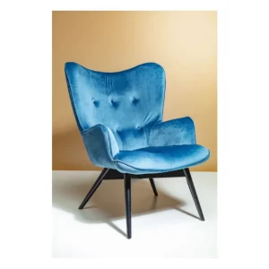 KARE Design Cadeirão Preto Vicky em veludo Azul Online