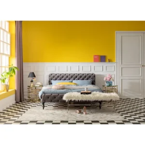 KARE Design Cama Desire em veludo Cinzento 200x200cm Sale