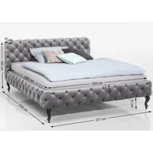 KARE Design Cama Desire em veludo Cinzento 200x200cm Sale