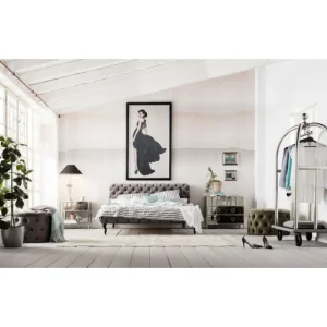 KARE Design Cama Desire em veludo Cinzento 200x200cm Sale