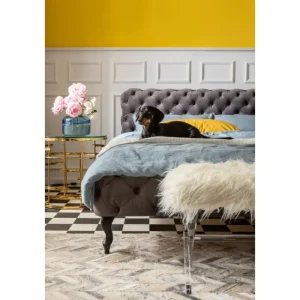 KARE Design Cama Desire em veludo Cinzento 200x200cm Sale