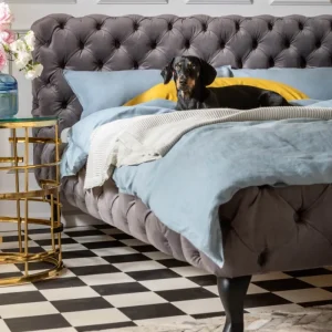 KARE Design Cama Desire em veludo Cinzento 200x200cm Sale