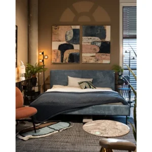 KARE Design Cama East Side Cord azul 180x200 cm Sale