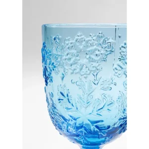 KARE Design Copo de vinho Ice Flowers azul Outlet