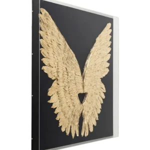 KARE Design Decoração de Parede Wings Gold Preto 120x120cm Fashion