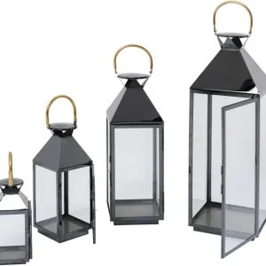 KARE Design Lanterna Giardino Preto/Dourado (conj. de 4) Clearance