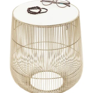 KARE Design Mesa de Apoio Beam em mármore Branco e Dourada Ø32cm Fashion