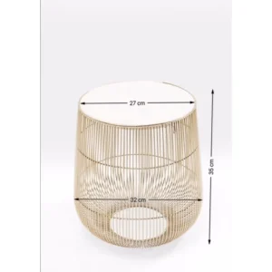 KARE Design Mesa de Apoio Beam em mármore Branco e Dourada Ø32cm Fashion