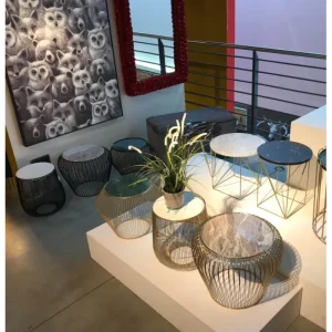 KARE Design Mesa de Apoio Beam em mármore Branco e Dourada Ø32cm Fashion