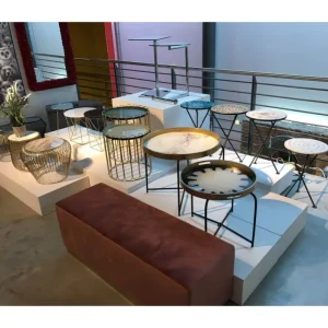 KARE Design Mesa de Apoio Beam em mármore Cinzento Dourado Ø43cm Hot