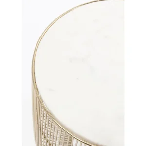 KARE Design Mesa de Apoio Beam em mármore Branco e Dourada Ø32cm Fashion