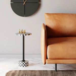 KARE Design Mesa de apoio Domero Chess Preto/Branco Ø25cm Outlet
