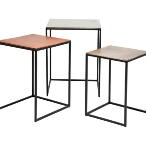 KARE Design Mesa de Apoio Loft Square Vintage (conj.3) 41x41cm Outlet