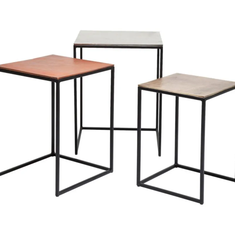 mesa_de_apoio_loft_square_1.webp KARE Design Mesa de Apoio Loft Square Vintage (conj.3) 41x41cm Outlet