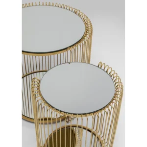 KARE Design Mesa de Apoio Wire Double laiton (2/Set) Fashion