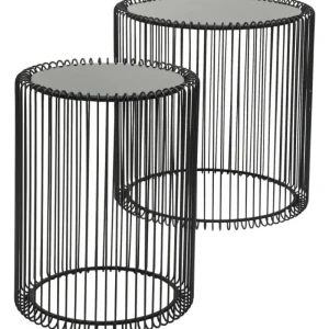 KARE Design Mesa de Apoio Wire Preto (conj.2) Ø44cm Online