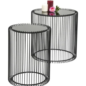 KARE Design Mesa de Apoio Wire Preto (conj.2) Ø44cm Online