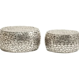KARE Design Mesa de Centro Pebbles Deluxe Prateada (conj.2) Fashion