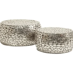 KARE Design Mesa de Centro Pebbles Deluxe Prateada (conj.2) Fashion