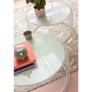 KARE Design Mesa de Centro Wire Branco (conj.2) Sale