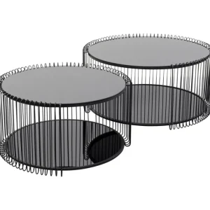 KARE Design Mesa de centro Wire Double preto (2/Set) New