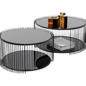 KARE Design Mesa de centro Wire Double preto (2/Set) New