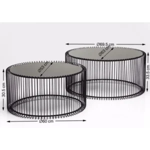 KARE Design Mesa de Centro Wire Preto (conj.2) Hot