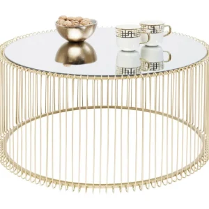 KARE Design Mesa de Centro Wire Uno Dourada Ø80cm New
