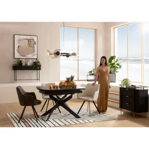 KARE Design Mesa Extensível Twist Preta 120(30+30)x90 cm Fashion