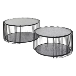 KARE Design Mesas de centro Double Bubble em arame preto conjunto de 2 Best