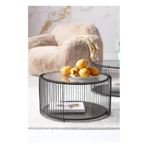 KARE Design Mesas de centro Double Bubble em arame preto conjunto de 2 Best