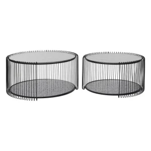 KARE Design Mesas de centro Double Bubble em arame preto conjunto de 2 Best
