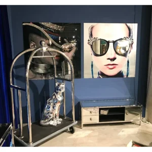 KARE Design Peça Decorativa Sitting Cat Rivet Cromada New