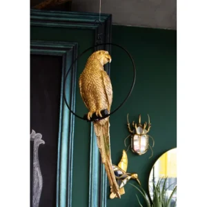 KARE Design Peça Decorativa Swinging Parrot dourada New