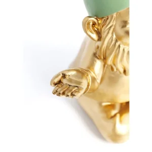 KARE Design Peça Decorativa Zwerg Meditation Gold Verde 19cm Fashion