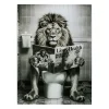 KARE Design Pintura em vidro Leão a ler a revista Lions Health 60x80cm New