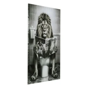 KARE Design Pintura em vidro Leão a ler a revista Lions Health 60x80cm New