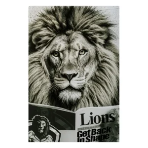 KARE Design Pintura em vidro Leão a ler a revista Lions Health 60x80cm New