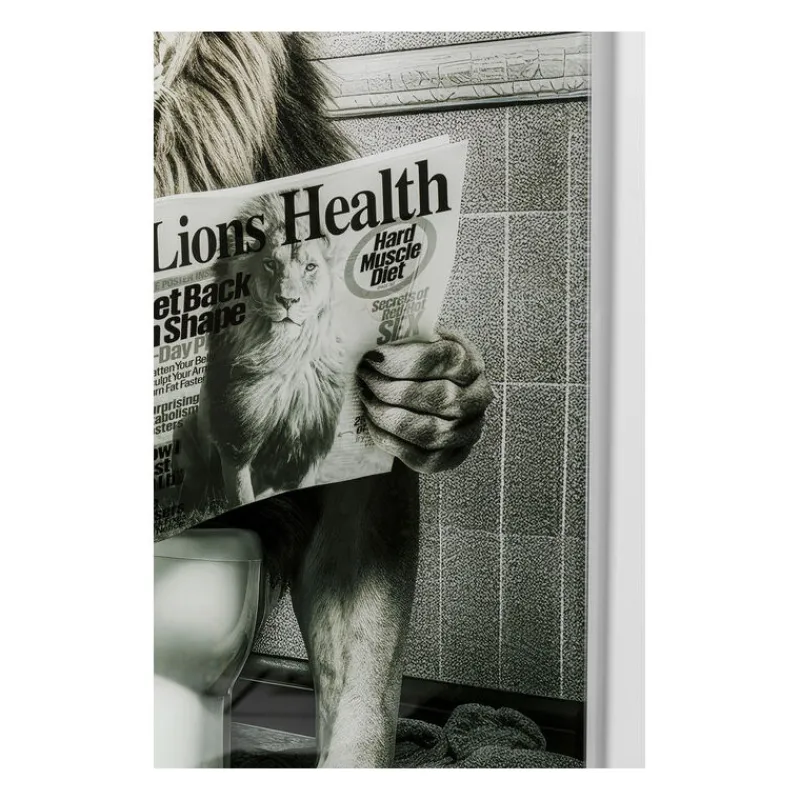 pintura_em_vidro_leo_a_le_4.webp KARE Design Pintura em vidro Leão a ler a revista Lions Health 60x80cm New