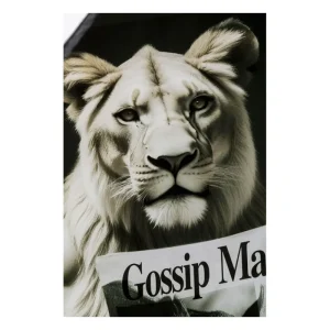 KARE Design Pintura em vidro Leoa a ler o Jornal 60x80cm New