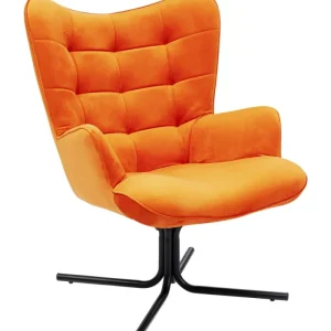 KARE Design Poltrona giratória Oscar Velvet Orange Hot