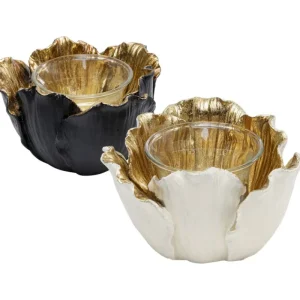 KARE Design Porta velas Flower Bloom Black Gold Ø10cm Discount