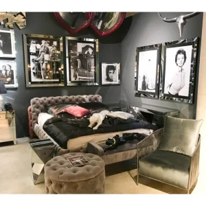 KARE Design Pufe Desire em veludo Cinzento Best