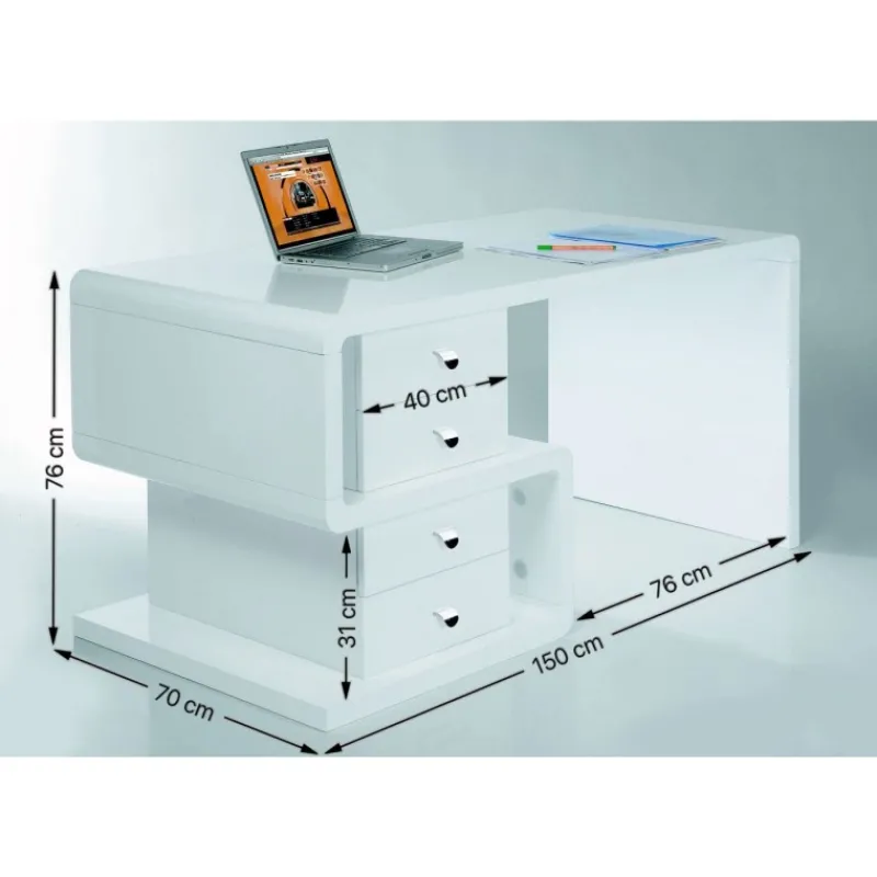 secretria_club_snake_bran_7.webp KARE Design Secretária Club Snake Branca 150x70cm New